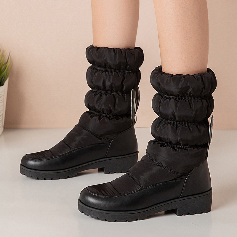 

AIWEIYi Woman Snow Boots Waterproof Mid-calf Boots Thick Fur Keep Warm Winter Shoes Black Red Ladies Warm Botas