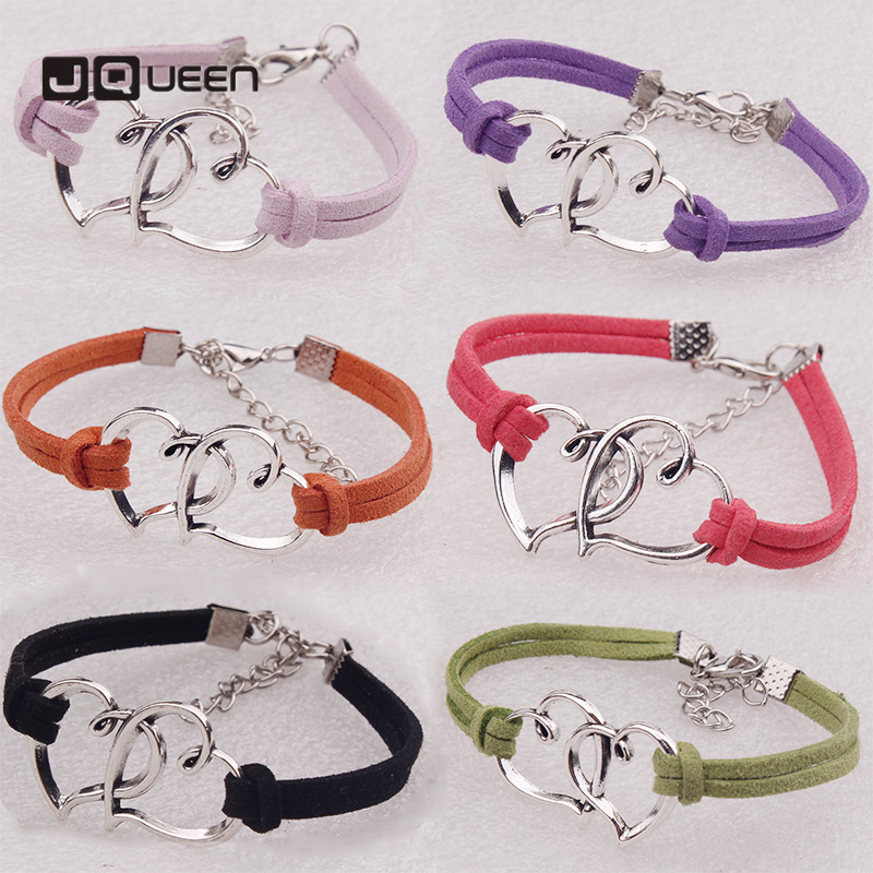 

2020 Charm Bracelets Rope Chains New Hot Sale Jewelry Double Heart Velvet Rope Woven Bracelet