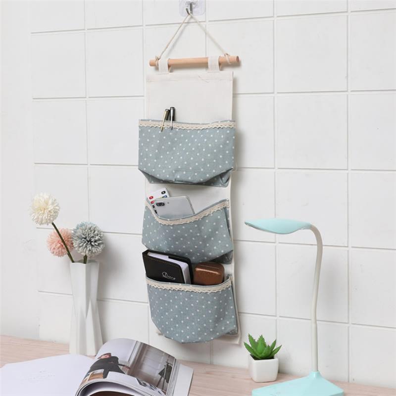 

New Multi-Storey Hanging Bag 1PC Cotton And Linen Waterproof Door After Wall Hanging Organizer 0628#30