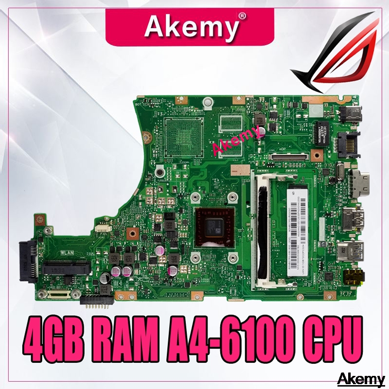 

X455WA laptop motherboard For Asus X455W X455WE X455WA X454W X454WA Mainboard 100% test 4GB RAM A4-6100 CPU