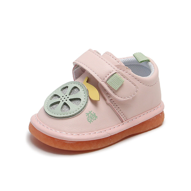 

Insole 11-13cm New Girl Baby Walking Shoes Babies Cartoon Shoes with Sound, Pink