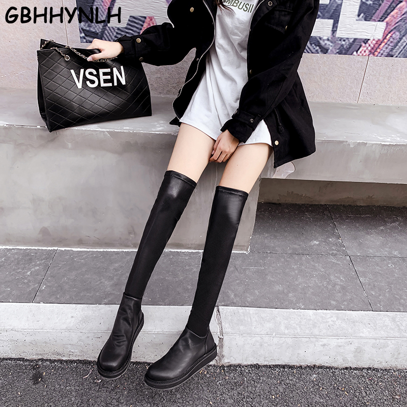

booties woman chunky boots low Heel women shoes autumn winter girl shoes Knee High Boots Motorcycle Work LJA879, Black