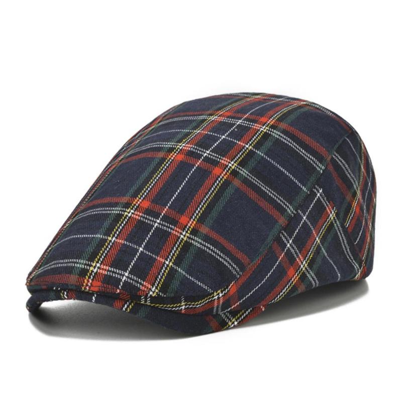 

Berets Unisex Casual Checked Hat Cotton Caps For Spring Summer Autumn, Black