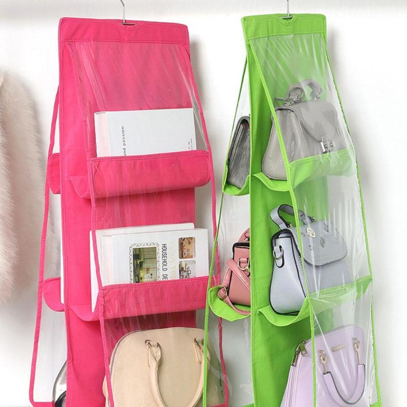 

Double-sided Six-layer Bag Hanging Bag For Wardrobe Closet Non-woven Hanging Organizer Storage Handbag F1W8