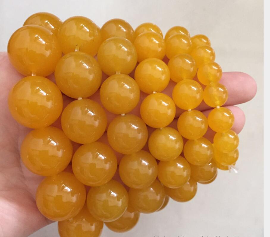 RARE 8 MM Collier Jaune Topaze Ronde Pierres Précieuses Perles Noué Collier 36/"