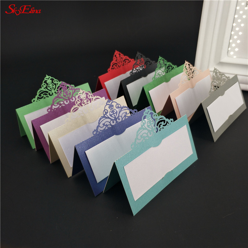

10/50/100pcs Wedding Card Wedding Decoration Party Favor Laser Cut Table Name Card Place Pearlscen Pearlscent Paper 5z