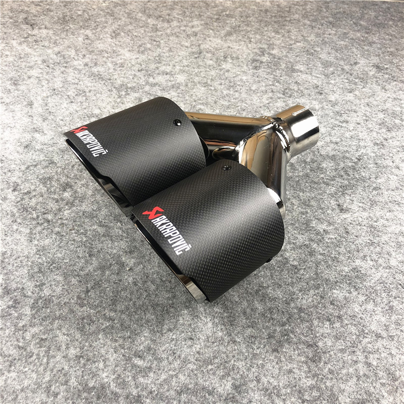 

One Piece Outlet 89mm Y Model Akrapovic Exhausts End Pipes for Universal Carbon Fiber Car Dual Muffler Pipe Tips