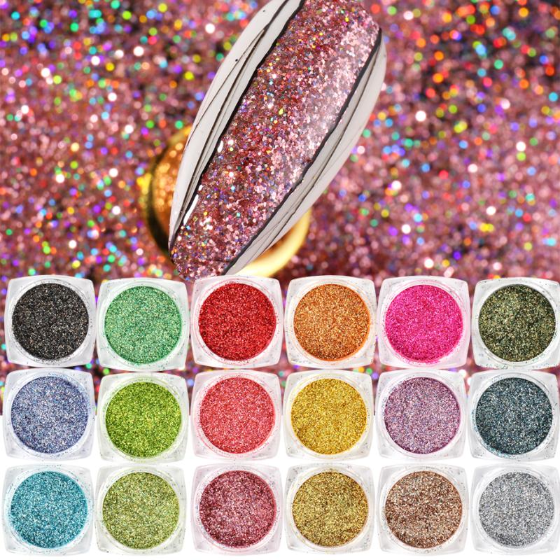 

1Box Rose Gold Holographic Nails Glitter Laser Dip Powder DIY Shimmer Flakes For Nail Manicure Chrome Nail Art Decor LESZF01-18