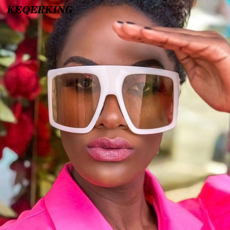 

2020 Newest Design Big Frame Oversized Sunglasses Women Large Flat Top Sun Glasses Trendy Square Gradient Shades