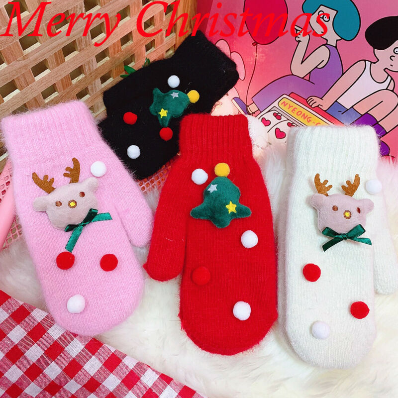 

HIRIGIN 1 Pair Women Lady Gloves Fashion Creative Christmas Windproof Gloves Plush Christmas