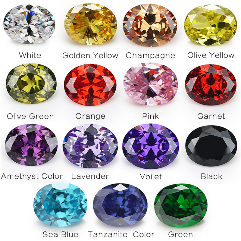 

1PCS Per Colors Total 15pcs Size 4x6mm ~ 10x12mm Oval Shape Loose Cubic Zirconia Stone