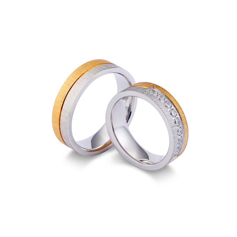 

Simple titanium steel frosted ring vintage gold color ring couple couple jewelry