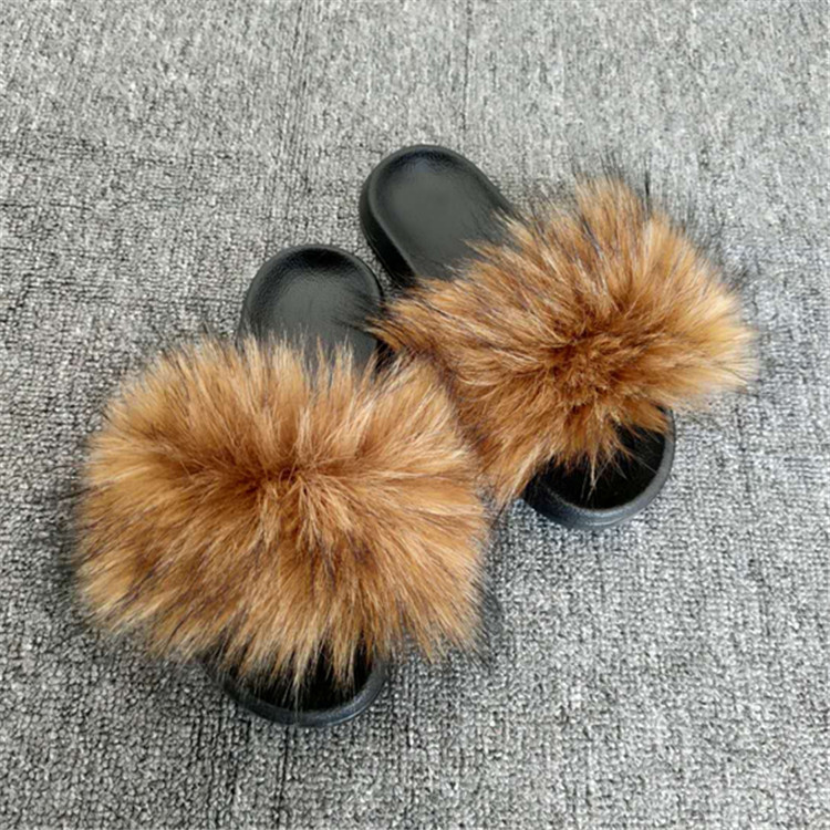 

Imitation raccoon Mao Mao imitation Fox Fashion women fashion casual summer slippers beach slippers Hot Sale DHL, Red