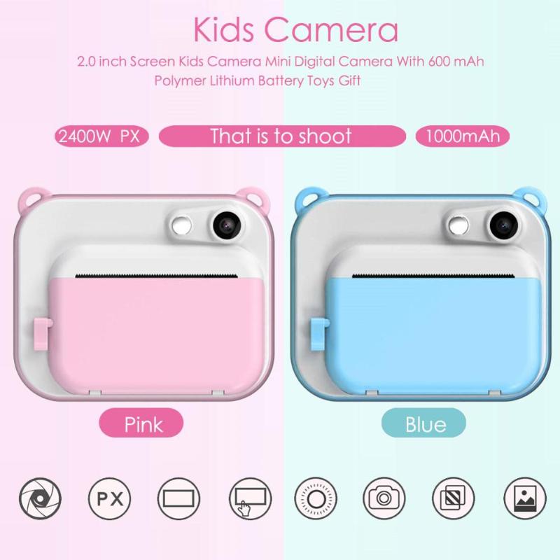 

2'' Mini DIY Instant Thermal Print Digital Camera Educational Children Camera Automatically Print Photos Kids Chritmas Toys Gift