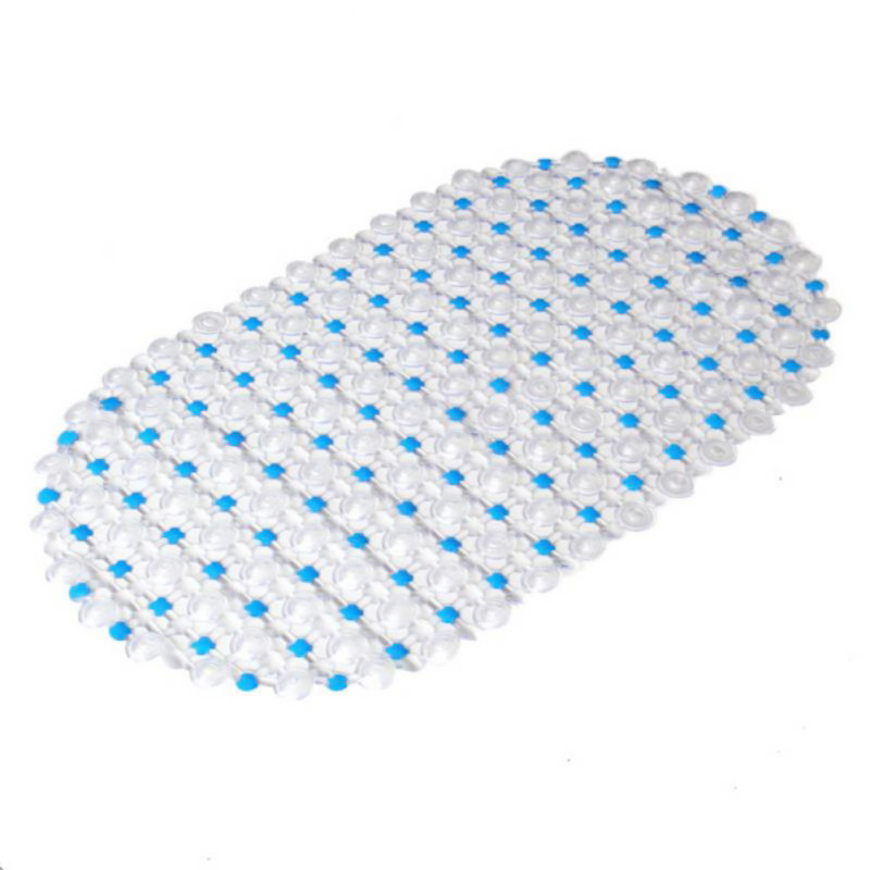 

PVC Toilet Bath Mats Shower Bathroom Carpet Suction Anti Slip Sucker Decor shower carpet Light blue