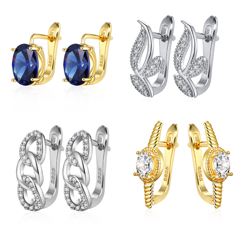 

Olevo korea simple inlaid semi-precious stone female earrings alloy bow rhinestone earrings gold and silver gifts valen