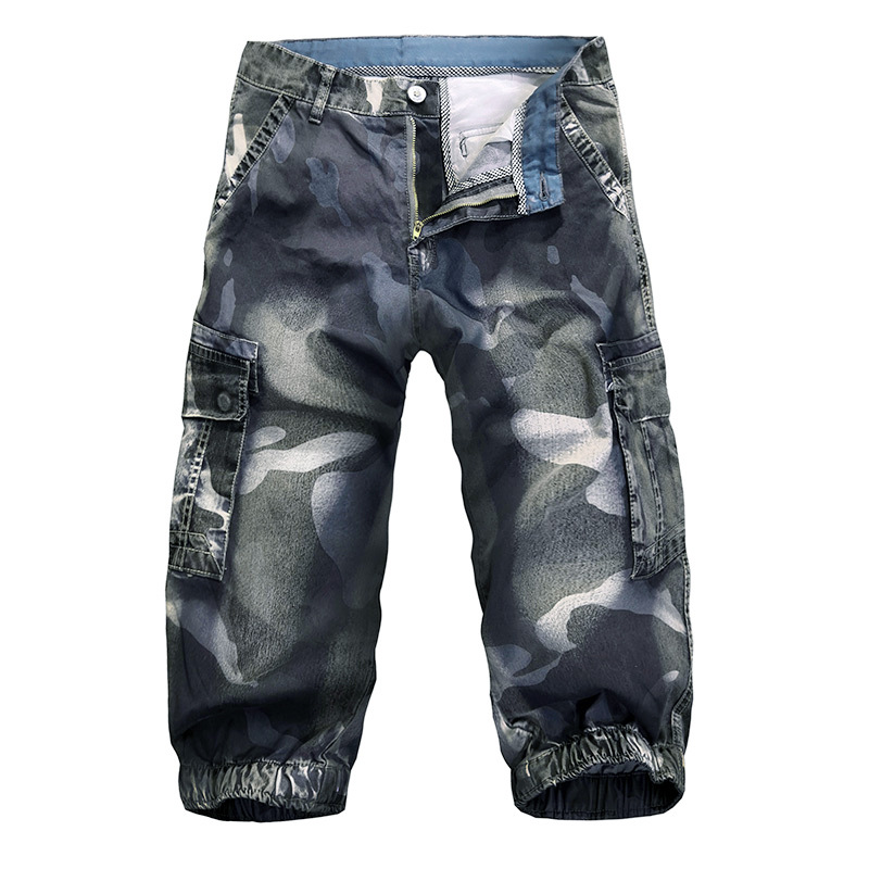 

New 2020 Summer Men Camouflage Cargo Shorts Jeans Male Fashion Casual Work Shorts Denim Large Size -40 No Belt, Blue