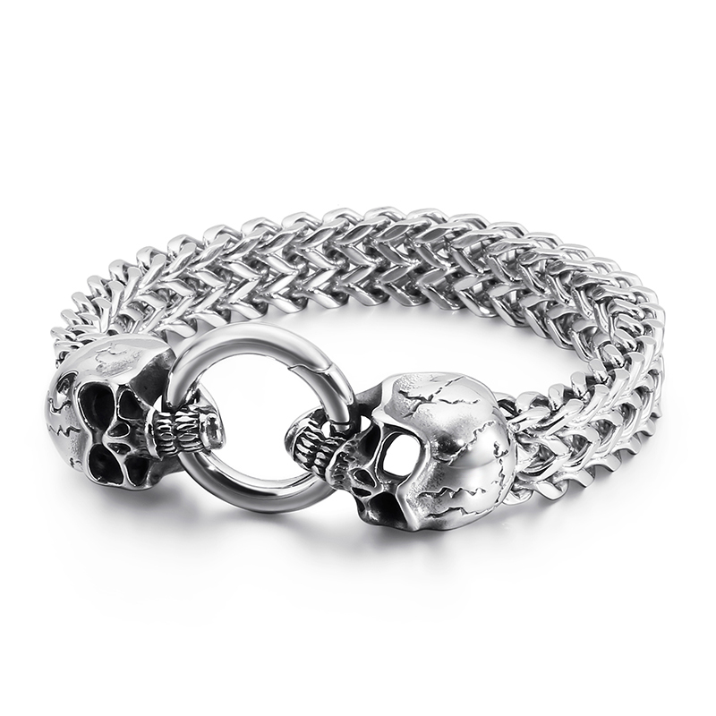 

Punk Stainless Steel Skull Charm Bracelet Men S Mesh Chain Bangle Man Jewelry Accessories