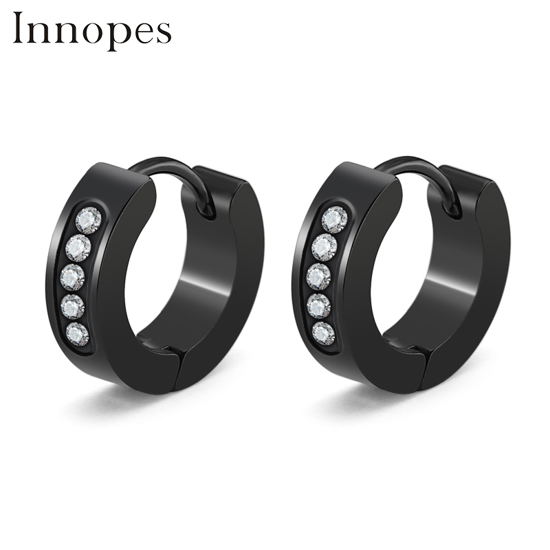 

Innopes Classic Zircon Hoop Earrings Stainless Steel Circle Women's Earrings Brincos Statement Jewelry Best Gift
