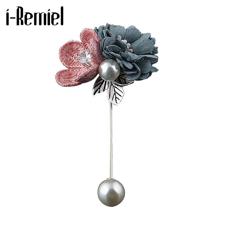 

i-Remiel Fashion Cloth Art Fabric Flower Brooch Shawl Scarves Pin Korean Floral Long Needle Pins Shirt Clothing & Accessories