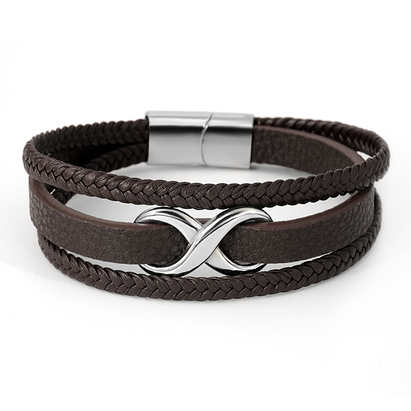 

New Fashion Infinity X Leather Bracelet Multilayer Braied Rope Wrap Bracelet For Men Clasp Wristband Handmade Jewel