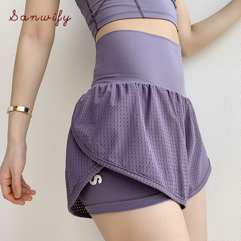 

Sport Shorts Women Fitness Shorts High Waist Abdomen Summer Workout Running Gym Yoga, Black