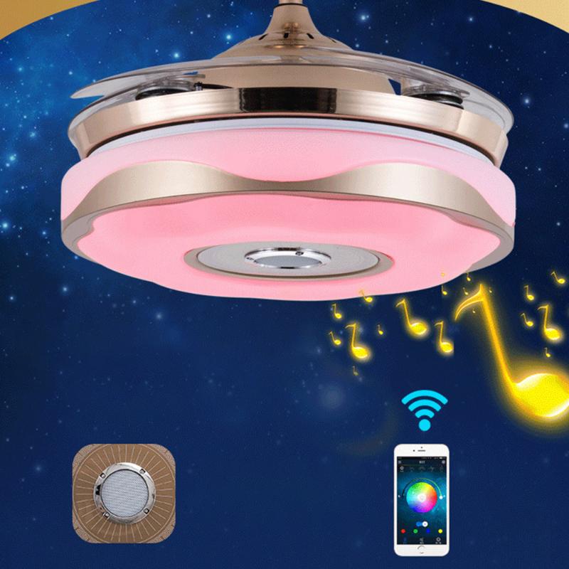 

musical ceiling fan lamp mobile phone APP Bluetooth remote control Modern 36-inch/42-inch invisible restaurant bedroom LED light