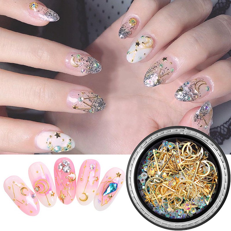 

1Box 3D Rhinestones Metal DIY Gems Charms Mix Strass Nail Art Decoration Jewelry Gel Glitter Nails Accessories