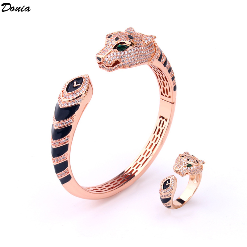 

Donia jewelry luxury bangle European and American fashion exaggerated classic striped leopard copper inlaid zircon set designer gift