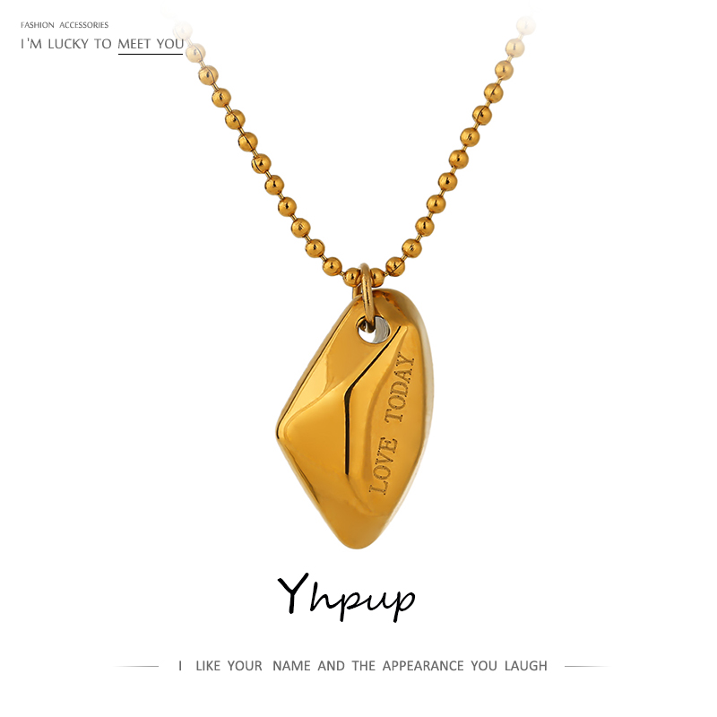 

Yhpup Stylish Unique Design Original Geometric Pendant Stainless Steel Necklace Jewelry Women Gold Plated Chain Collar Necklace