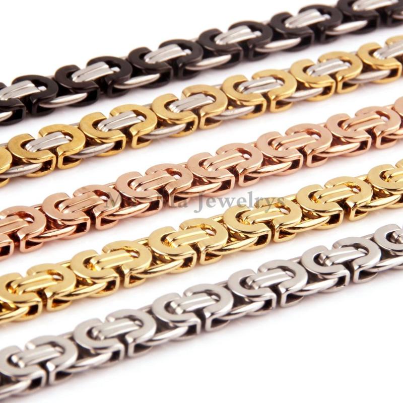 

Hot Flat Byzantine Chain Stainless Steel 8mm Men's Necklace Bracelet Chain Jewelry