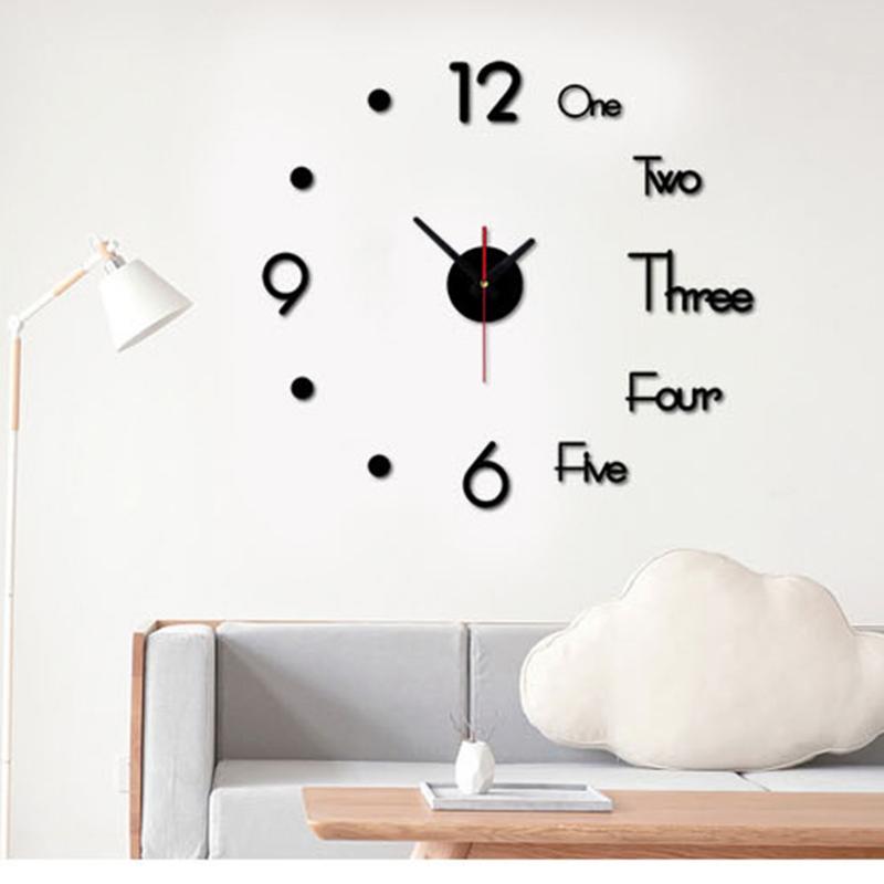 

Art Decal Home Decor Modern Decor for Living Room Bedroom Home Frameless 3D DIY Wall Clock Acrylic Mirror Stickers