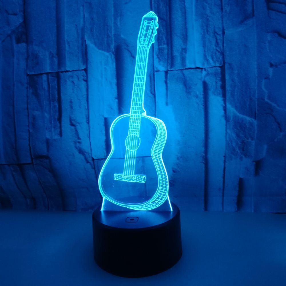 Guitar 3D Illusion LED Lamp Night Light 7 Colors Changing USB Powered Atmosphere Lights Touch or Remote Button Wedding Christmas Gift-image-586315928