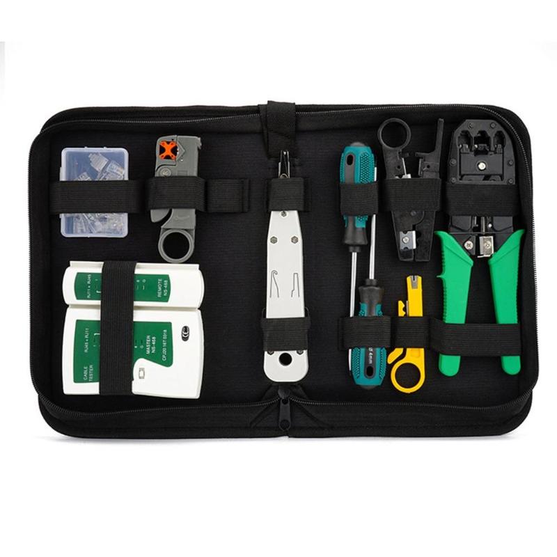 

10Pcs/Set Network Crystal Head Wiring Repair Tool Set Cable Tester Wire Cutter Screwdriver Three-Purpose Cable Clamp Tester Tool