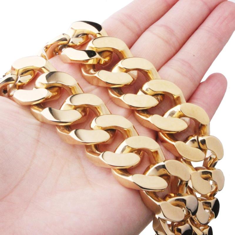 

Chains Mens Stainless Steel Jewelry 20mm Wide Heavy Huge Curb Cuban Link Chain 7-32 Inches Silver Color/Gold Color Necklace Or Bracelet