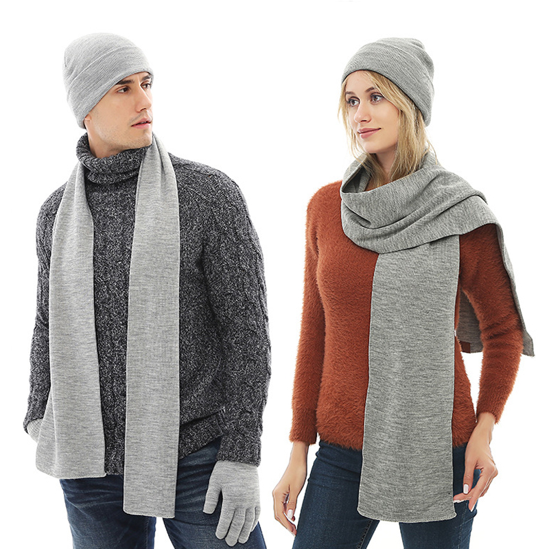 

3PCS Winter Hats for Women Men Hat Scarf Gloves Set Beanie Caps for GirlsHats Female HSW005, Black