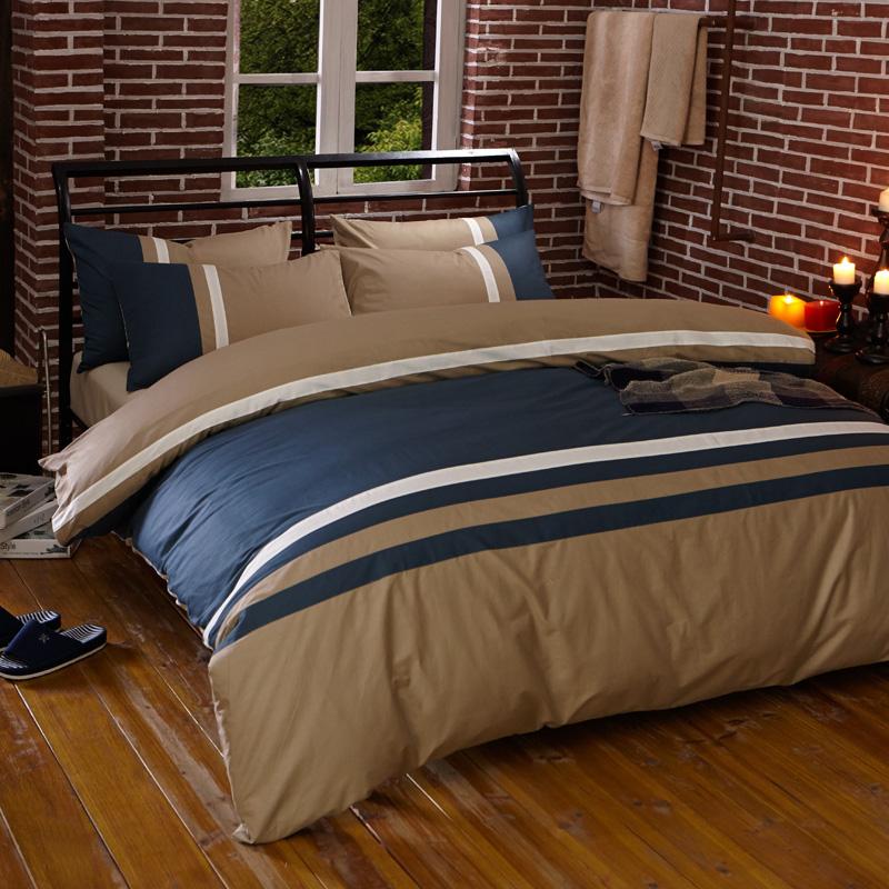 

30 100%Cotton Home textiles stripe 4pcs bedding sets  Queen King size bed linen include duvet cover bed sheet pillowcase, Color17