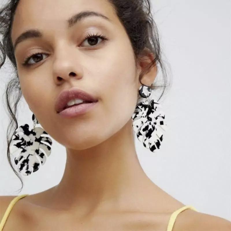 

Acrylic acetate leaf earrings