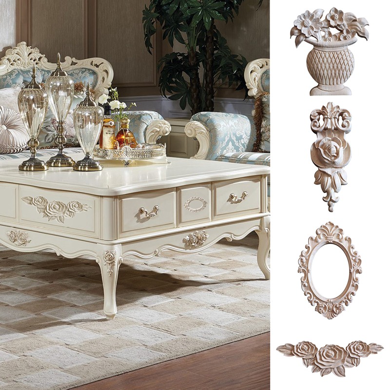 

2020 Beautiful Floral Wood Carved Decor Solid Wood DIY Crafts for Furniture Window Home Decor Furniture Woodcarving Decorative