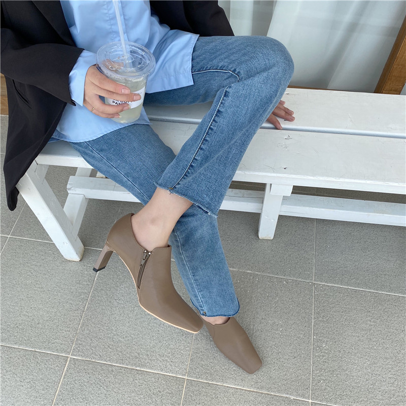 

New Fashion High Heels Women Heeled Shoes Genuine Leather Fashion Brand Office Ladies Shoes Thin Heel 8cm YX2626, Black