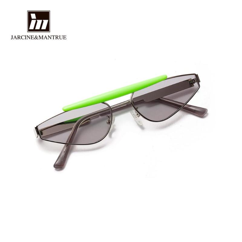 

Sharp-angled cat's glasses double beam female sunglasses personality green small frame sunglasses men Europe