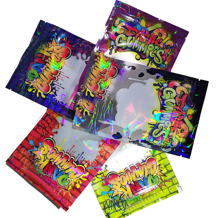 

New Dank Gummies Mylar Bag 500MG Plastic Zip Lock Bags Edibles Retail Packaging Worms Bears Candy Gummy Bag for Dry Herb Tobacco Flower