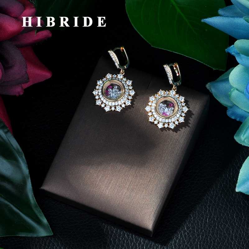 

HIBRIDE Super Luxury Cubic Zirconia Statement Drop Earrings for Women Bridal Earring Jewelry Accessories Bijoux Femmel E-64