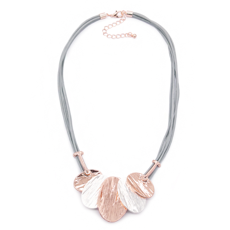 

Chokers 2021 Folk Style Geometric Twist Necklace Leather Rope Two - Color Pendant Jewelry For Women Party