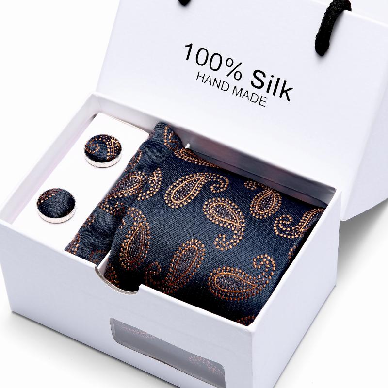 

Luxury Wedding Ties 7.5cm 100% Silk Men's Classic Tie Jacquard Woven Tie Set Business Handkerchief Cuffink Necktie Accessories