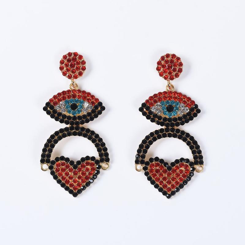 

Fashion Boho Rhinestone Evil Eye Earrings Long Dangle Drop For Women Luxury Crystal Statement Earring Female Brincos Jewelry