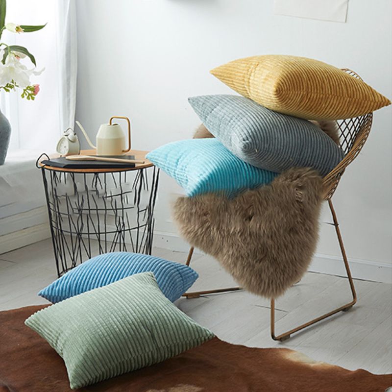 

Nordic Style Bright Solid Color Decorative Throw Pillow Case Corduroy Soft Velvet Striped Square Cushion Cover Home Decoration, Pink