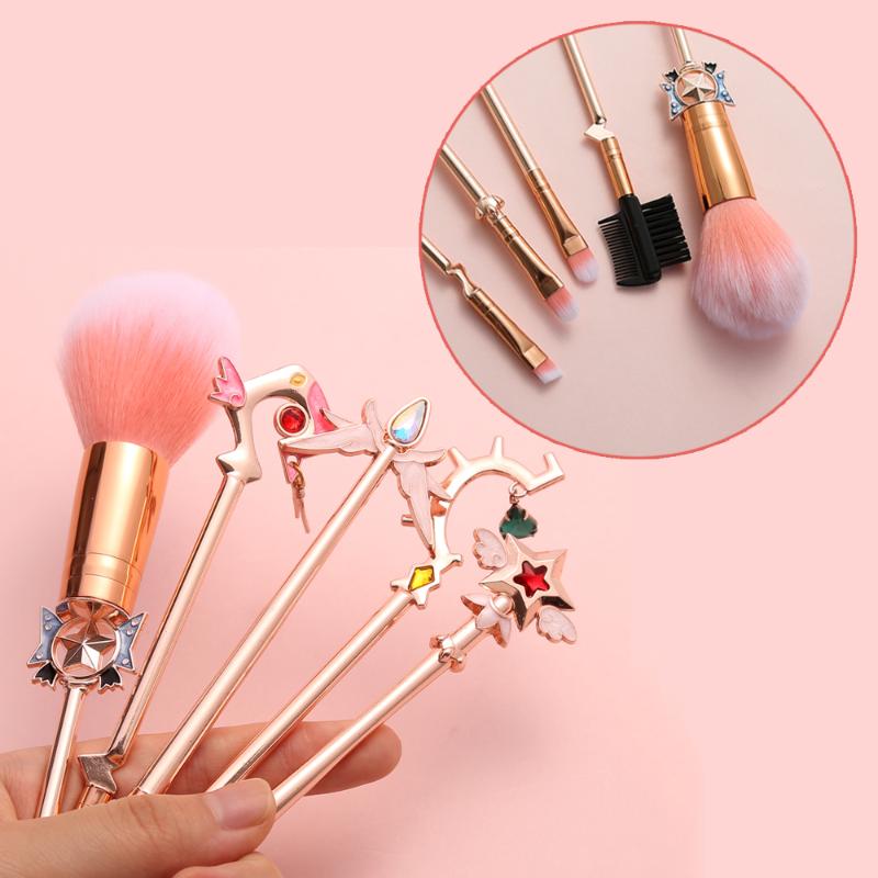 

Magic Girl 5pcs/Set Cute Cosmetic Powder Eyeshadow Eyebrow Brush Girl Gift Blend Make Up Brush Tool Kit Maquiagem