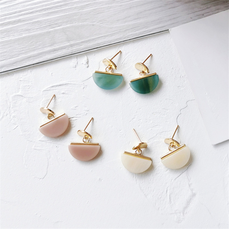 

Women fashion earrings acetate plate earring geometric semicircle earrings contracted girl Fashion wholesale