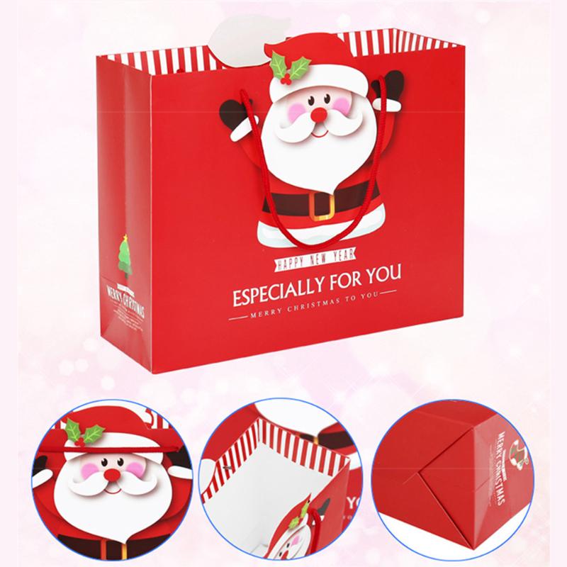 

Hot 1PCS Christmas Decor Bag Red Gift Bags With Rope Handle Cute Cartoon Santa Elk Christmas Gift Bags New Year 2020
